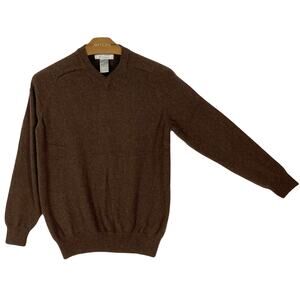 NWOT PAOLO MONDO Sweater Men L Brown 2-Ply Cashmere 100% V-Neck Long-Sleeve